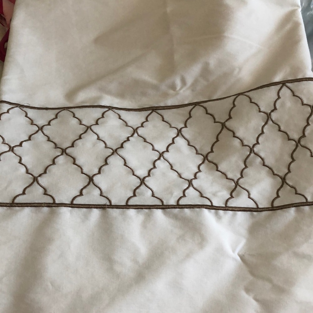Chic White Fabric with Brown Pattern shower curtain